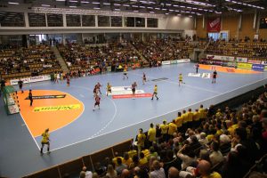 Lund Färs & Frosta Sparbank Arena Arenan Sporthall Avgörande SM-kvartsfinal mellan Lugi och Eslöv (23-15). Publiksiffran 2 105 var nytt rekord för damhandboll i Lund.